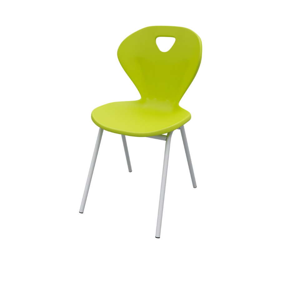 Стілець з цільнолитим поліпропіленовим моноблоком гнутої форми, каркас - кругла металева труба, з ручкою на спинці, АЛМАНТ, 435х500х840 мм.